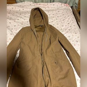 Brown Hooded Eddie Bauer rain jacket